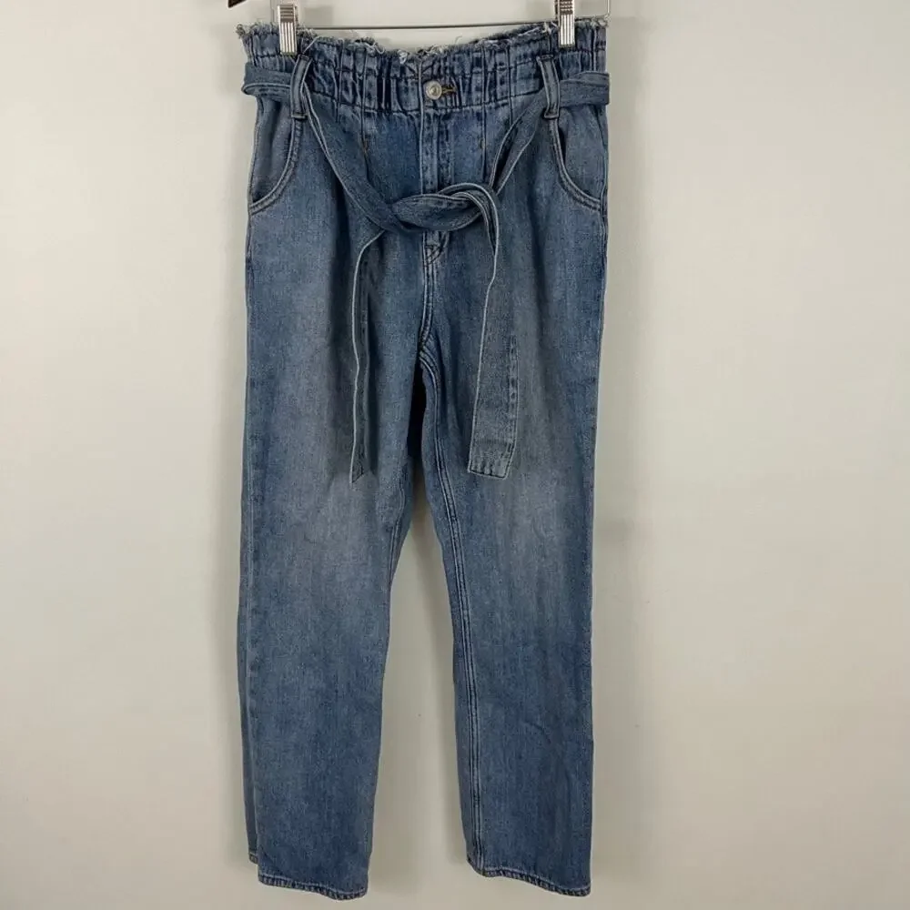 Hudson High Rise Paper Bag Straight Jeans Women‎ Size 27